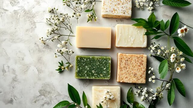 Crafting natural handmade soaps with floral accents in a serene setting