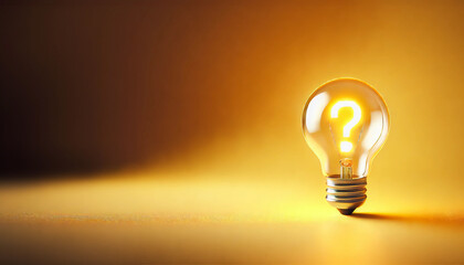 電球 クエスチョンマーク 黄色 ハテナ 疑問符 アイデア 発想 創造性 謎 発明 創造 光 ？ コンセプト インスピレーション デザイン シンプル 問題 ソリューション 革新 解決 答え 明るさ