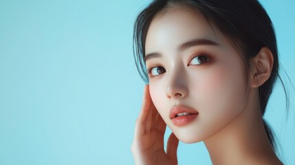 Close-up Portrait of a Young Woman with a Soft Expression