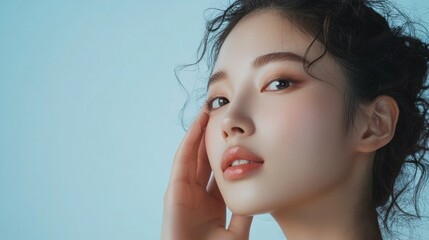 Close-up Portrait of a Young Woman with Wavy Hair