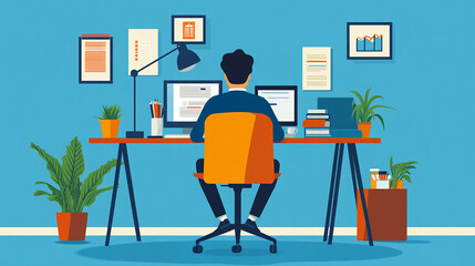 Fototapeta premium The shift to remote work continues to influence business strategies with companies investing in collaborative technology and flexible workspaces