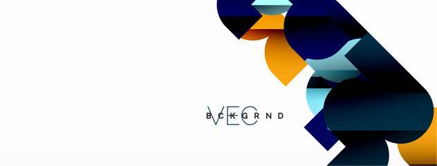 Colorful curve geometric shapes on white