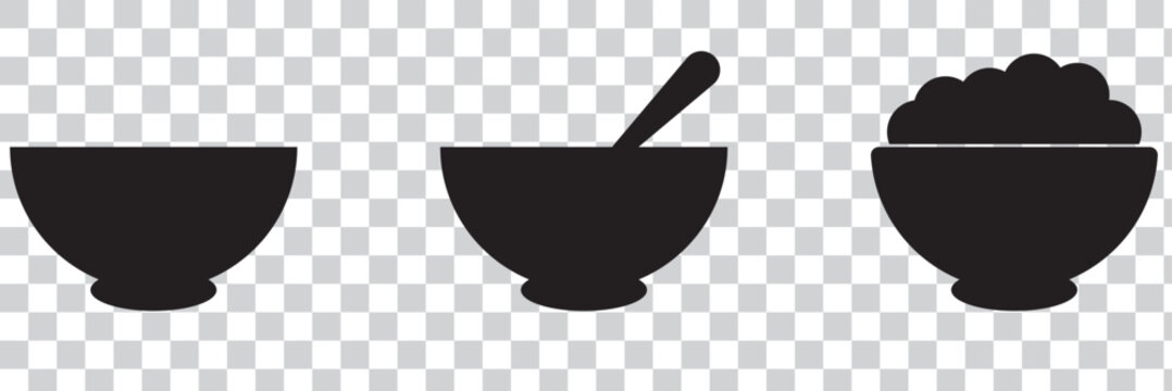 Soup bowl meal vector icon set