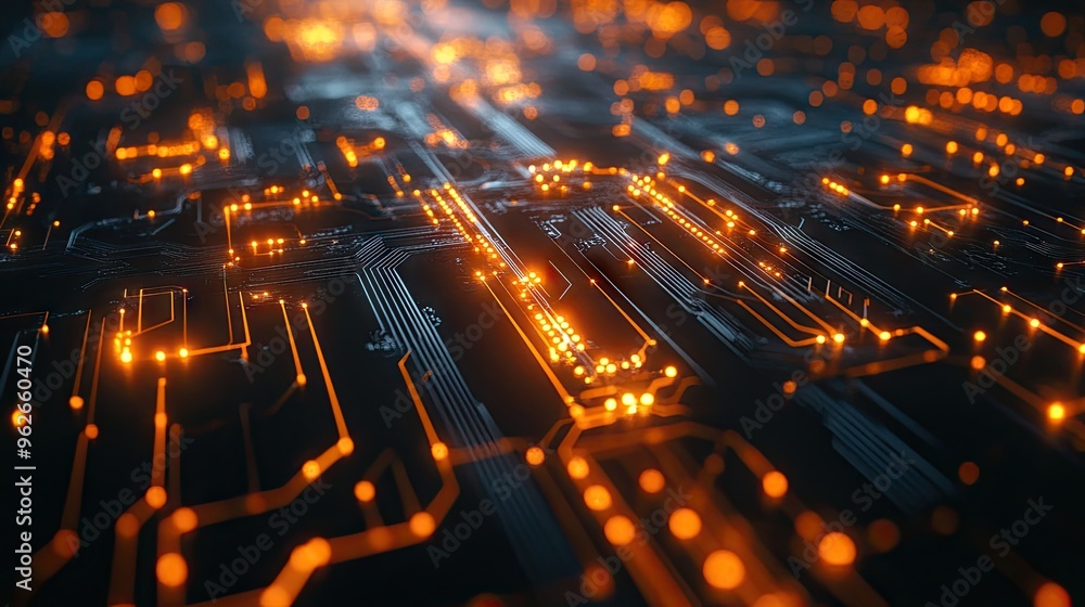 Aufkleber cutting-edge energy technology visualized as a futuristic, glowing network of connected circuits wit