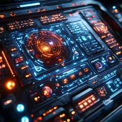 Obraz premium Futuristic Digital Interface Illustration - 3D Rendered Sci-Fi Control Panel