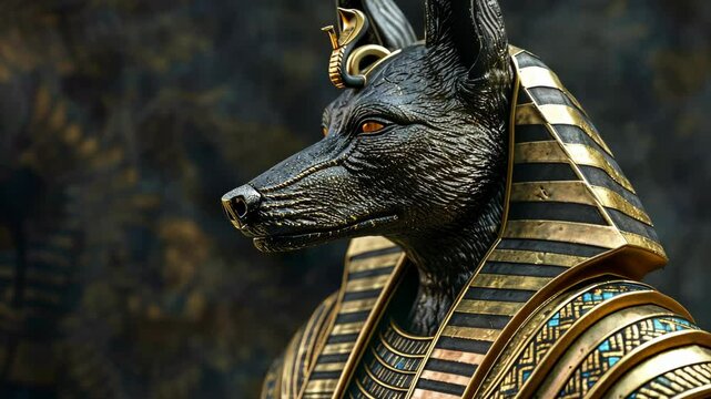 Anubis statue displayed in an Egyptian museum showcasing ancient art and culture