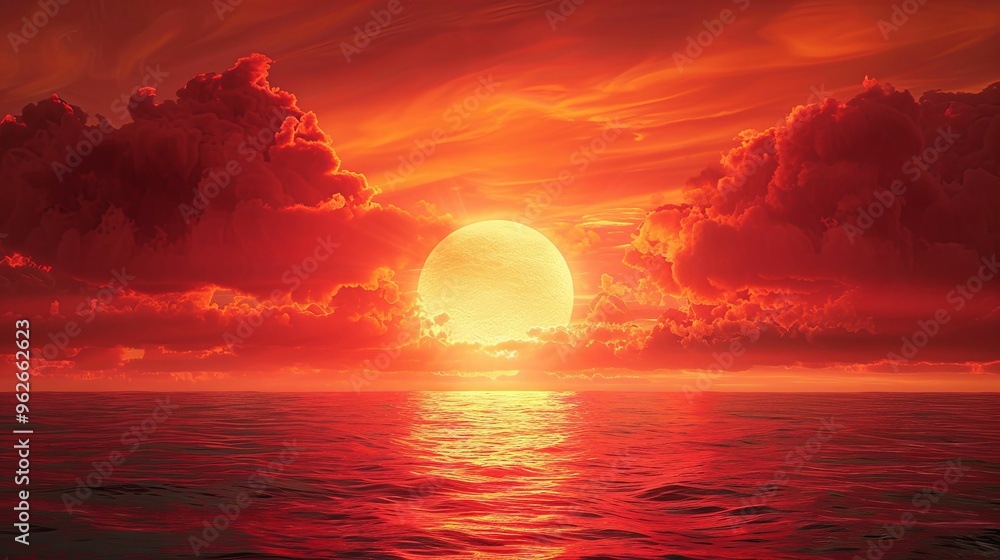 Wall mural A Vibrant Sunset Over the Ocean