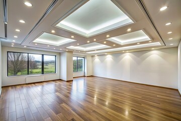 Obraz premium A spacious room with modern recessed lighting.