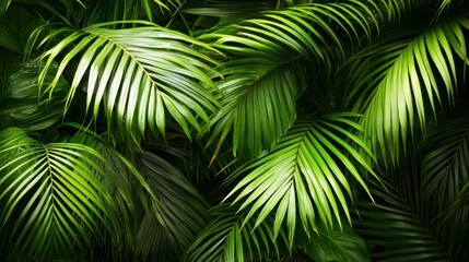 Tropical Green Palm Leaves Texture