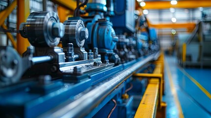 Close-up of Industrial Machinery with Rolling Cylinders