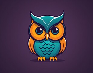 Obraz premium Owl logo mascot icon wild animal character illustration in flat color style illustration. Ai generated image.