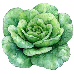 Obraz premium A vibrant, fresh green lettuce with intricate leaves, showcasing the beauty of nature and healthy eating.