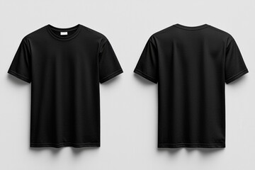 Black Tshirt Mockup Front and Back Isolated created with Generative AI