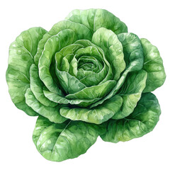 Obraz premium Beautifully detailed green lettuce, showcasing its lush leaves and fresh appearance. Perfect for health and culinary themes.