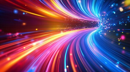 Abstract Colorful Light Streaks in Tunnel