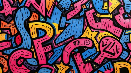 Abstract Graffiti Art with Bold Colors and Shapes