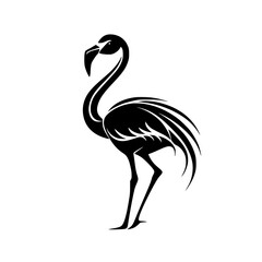Obraz premium Minimalist black and white flamingo logo design, Stylized black and white flamingo logo illustrations featuring sleek lines and elegant curves, ideal for branding or design projects. 