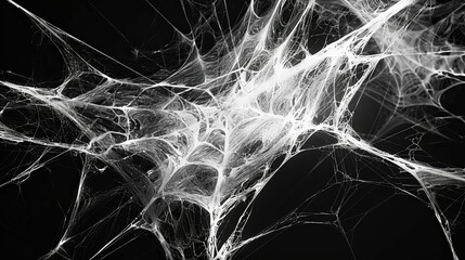 Intricate White Spiderweb Against a Black Background