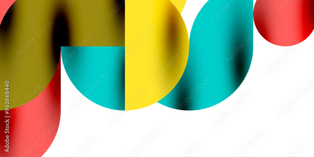 Poster tech minimal circular shapes geometric art. vector modern circles