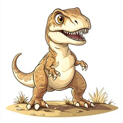 A cute cartoon dinosaur, standing with a cheerful expression, perfect for children's educational materials, storybooks, and playful design projects