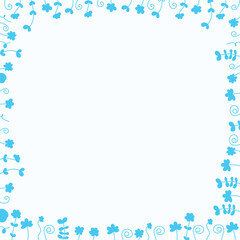 blue christmas background. florals on white background template illustration. Blue colored line art flowers on corner background, wallpaper, poster , card template. 