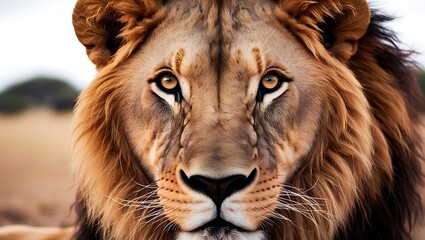 Immerse yourself in the untamed beauty of the savannah with this stunning close-up portrait of a...