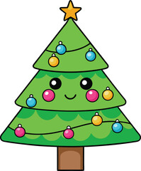 Christmas Cartoon tree with white background.