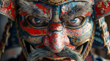 Fototapeta premium Closeup of a 3D Illustration of a Samurai Mask