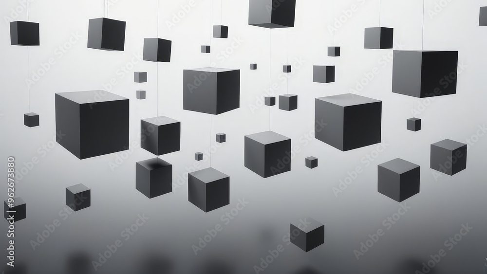 Aufkleber abstract background with floating grey cubes.