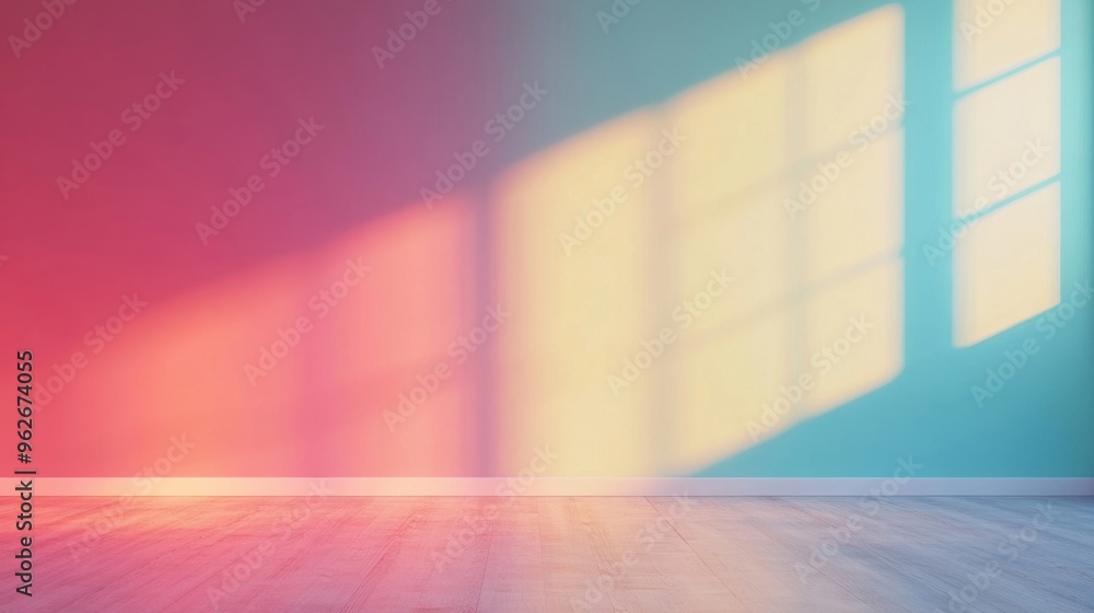 Poster the wall is illuminated by soft gradient lighting, casting gentle shadows and creating a serene atmo