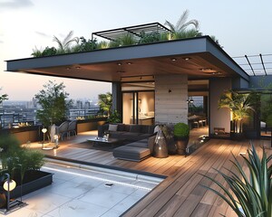 Luxurious urban home with rooftop terrace.
