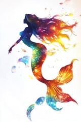 Obraz premium Mermaid with long hair floating