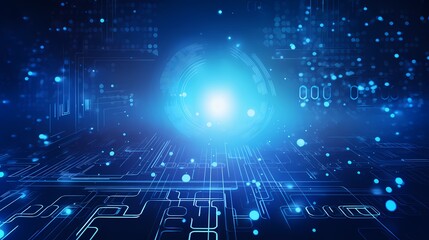 Futuristic digital cityscape with glowing lines and data servers