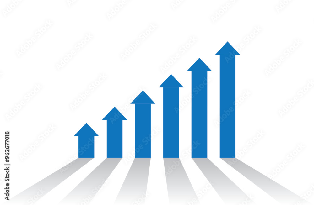 Aufkleber graph with an increase and growth report. diagram with the progress of rise in business. vector illu