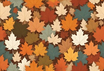 Fototapeta premium A colorful background with a pattern of leaves that has the word autumn on it