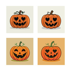 Spooky Pumpkin Icon Combo Set for Halloween with Fun, Scary Designs for Decorations, Stickers & Printables