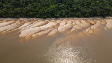 NANAY RIVER IN THE PERUVIAN AMAZON DURING THE DRY SEASON OF THE RIVERS, AMAZONIAN BEACHES IN THE...