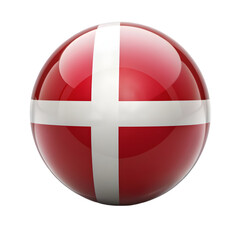 Obraz premium realistic glossy plastic ball with flag of denmark isolated on transparent background