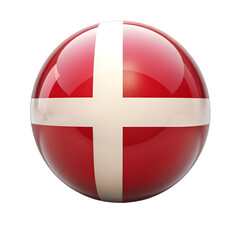 Fototapeta premium realistic glossy plastic ball with flag of denmark isolated on transparent background