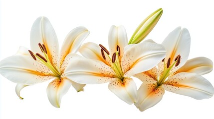 Naklejka premium White lily flower bouquet isolated on white background 