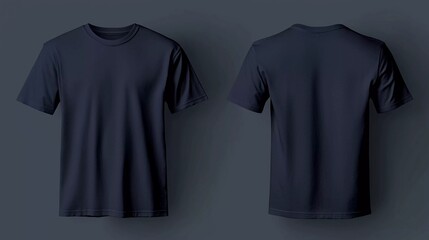 Nice t-shirt front back and side view deep navy blue shirt color for men