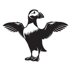 Horned Puffin Illustration – Elegant Horned Puffin Black And White Clipart