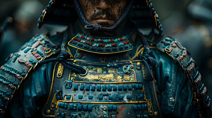 Obraz premium Closeup of a Samurai's Armor, Illustration