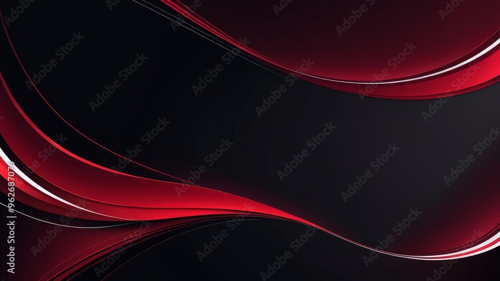 Poster abstract background with red waves and a black background.