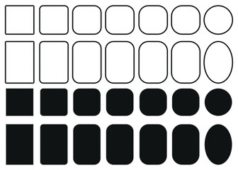 Classic scalloped edge frame stroke and fill set. Lace borders in square, circle, and rectangle shapes. Flat vector collection