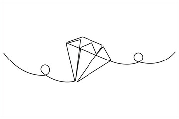 Diamond continuous one line art drawing of design vector illustration
