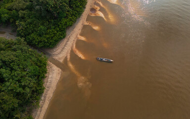 NANAY RIVER IN THE PERUVIAN AMAZON DURING THE DRY SEASON OF THE RIVERS, AMAZONIAN BEACHES IN THE...