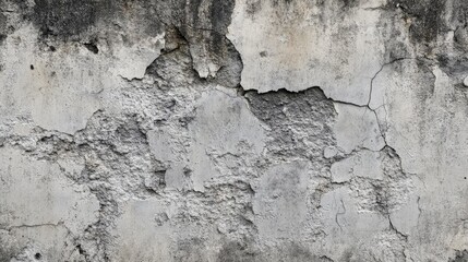 A close-up texture of old, weathered, and cracked concrete wall with peeling paint, showcasing urban decay and grunge elements.