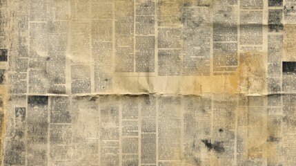 Fototapeta premium A vintage, grungy newspaper texture with worn, aged paper. Ideal for backgrounds, scrapbooking, or design projects requiring an antique look.