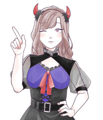 ハロウィンの女の子　水彩